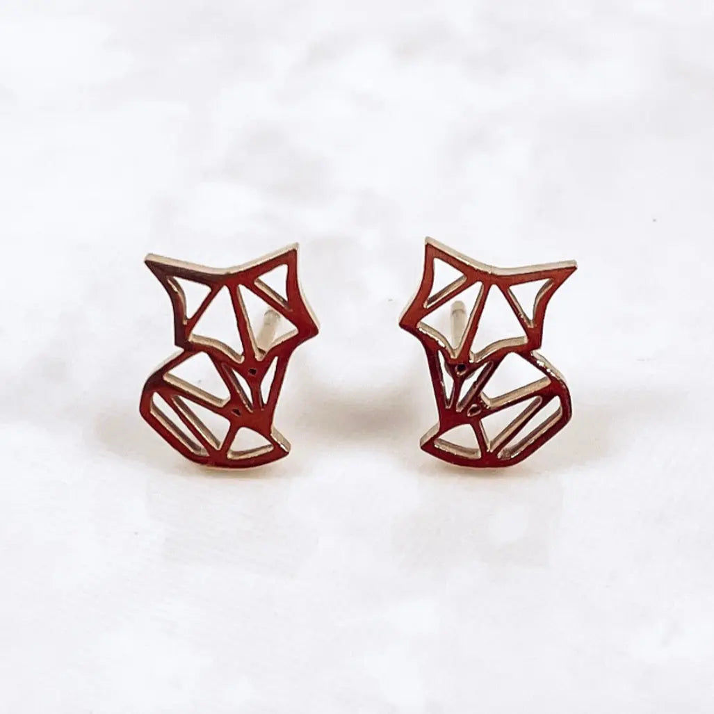 Geometric Fox Stainless Steel Studs- Gold