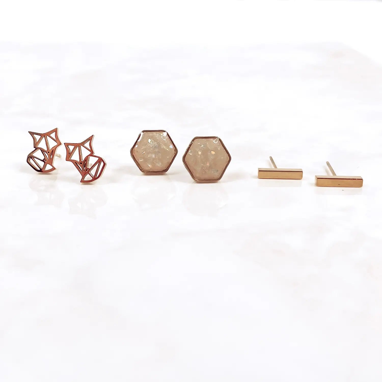 Opal Clay Hexagon Studs