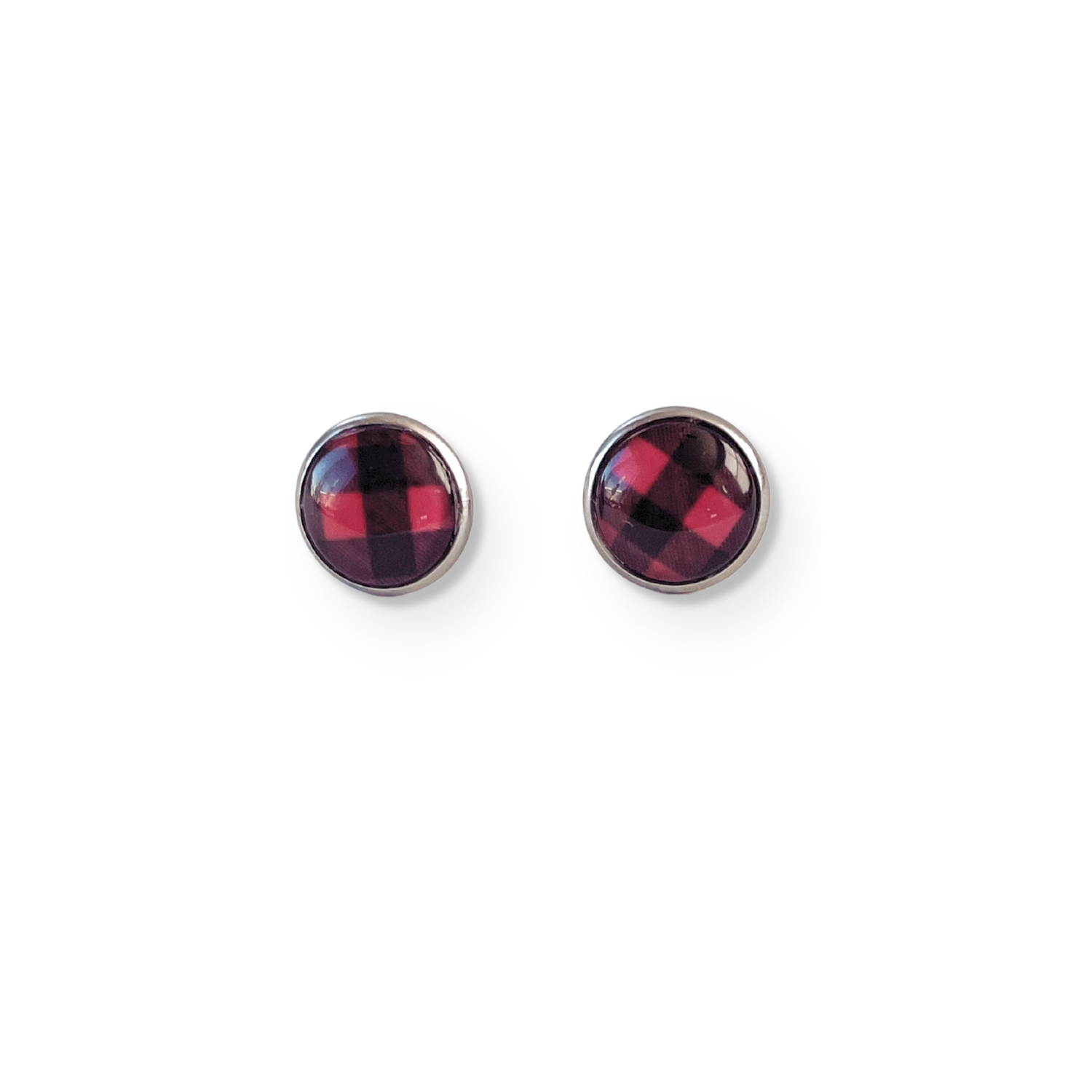 Taylor Red Buffalo Plaid Stud Earrings