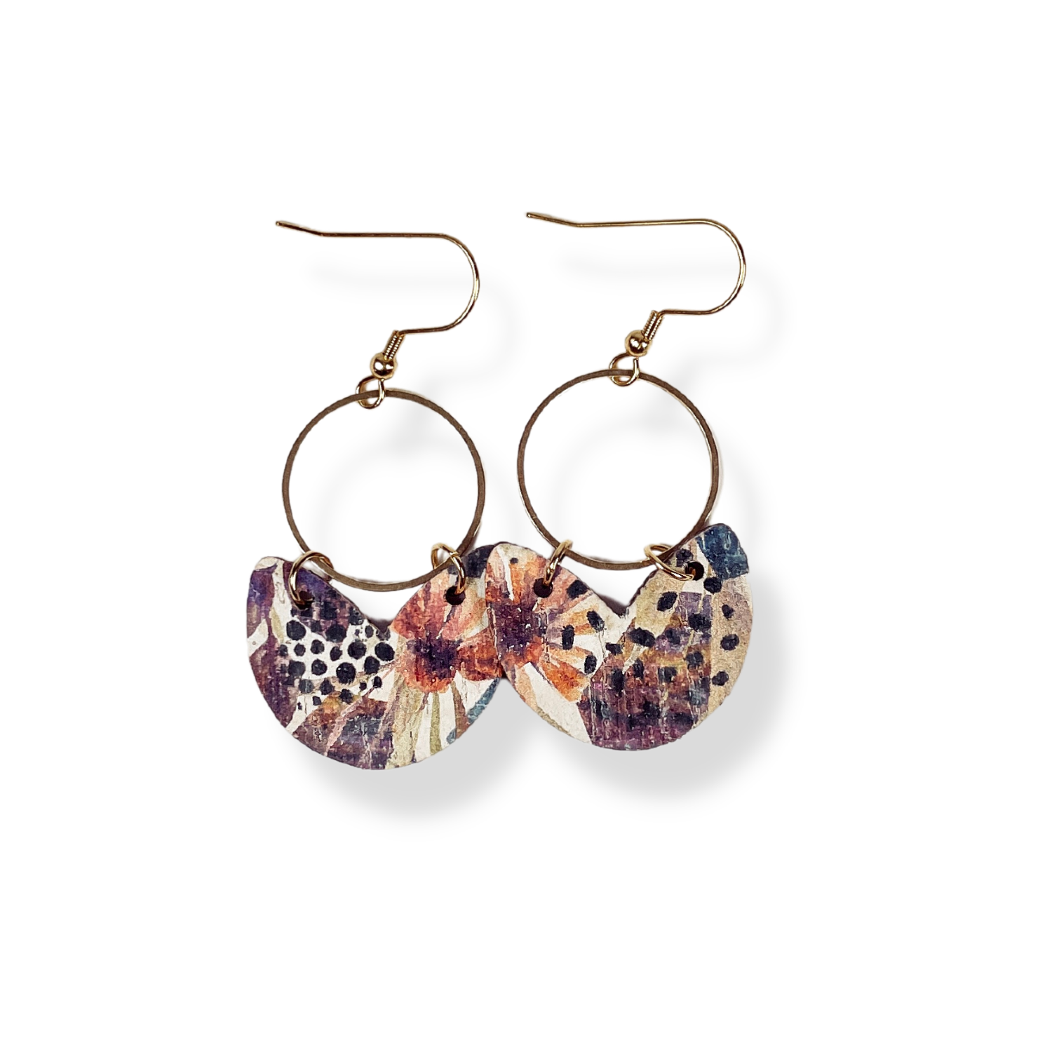 Amelia Cork and Gold Accent Dangly Earrings
