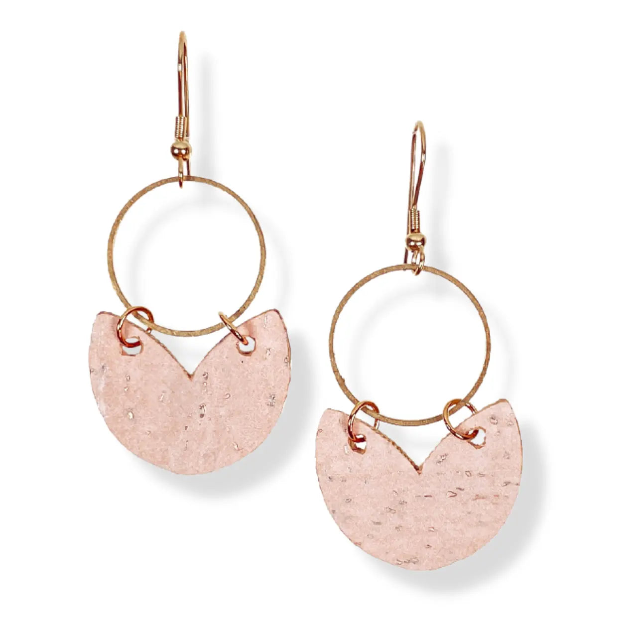 Amelia Cork and Gold Accent Dangly Earrings-Blush