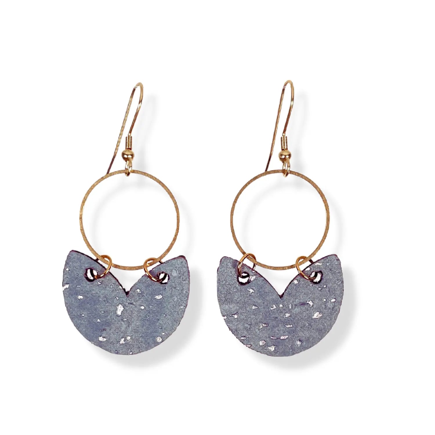 Amelia Cork and Gold Accent Dangly Earrings-Pearl Gray