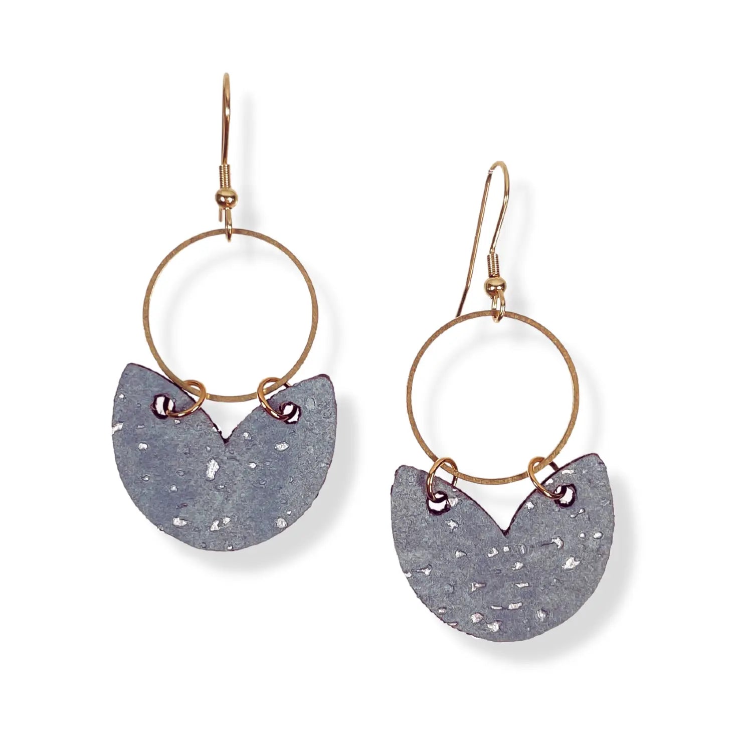 Amelia Cork and Gold Accent Dangly Earrings-Pearl Gray
