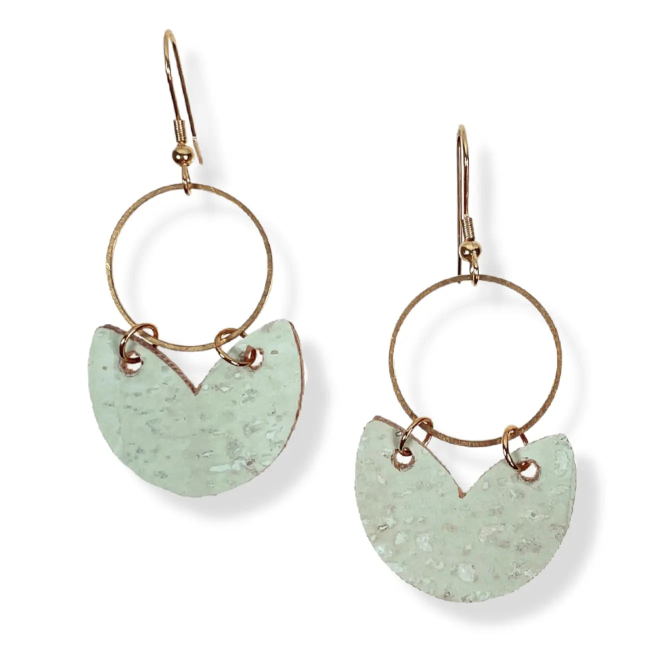 Amelia Cork and Gold Accent Dangly Earrings-Teal