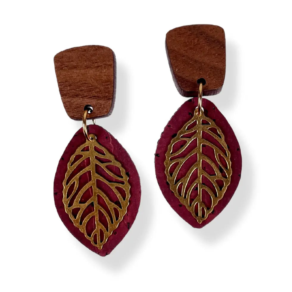 Aspen Walnut Wood and Cork Earrings Creek + Elm