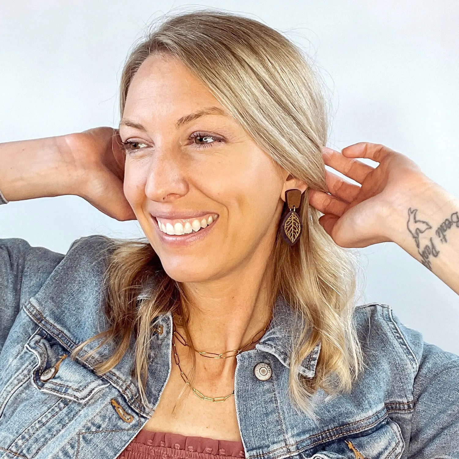 Aspen Walnut Wood and Cork Earrings- Eggplant