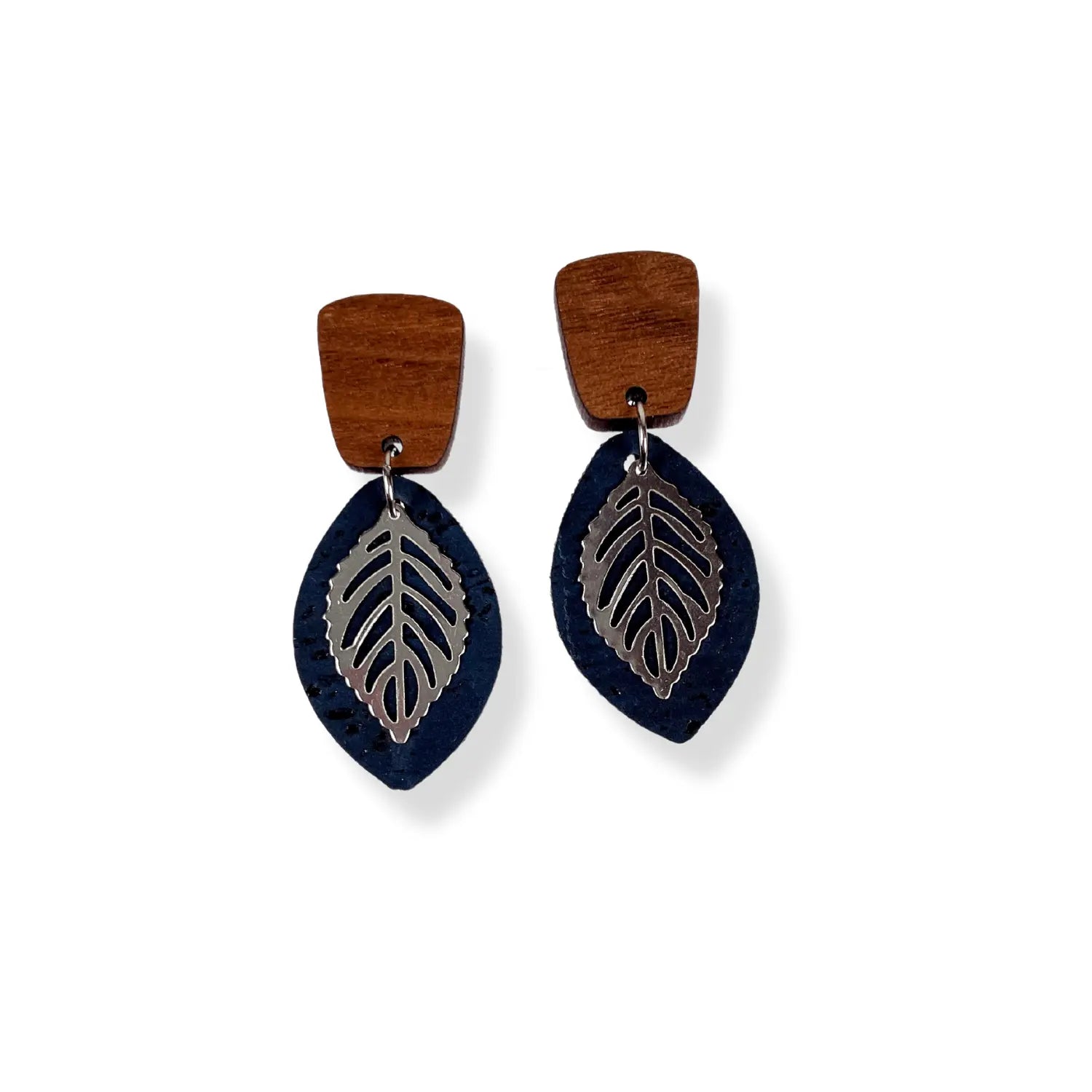 Aspen Walnut Wood and Cork Earrings Creek + Elm