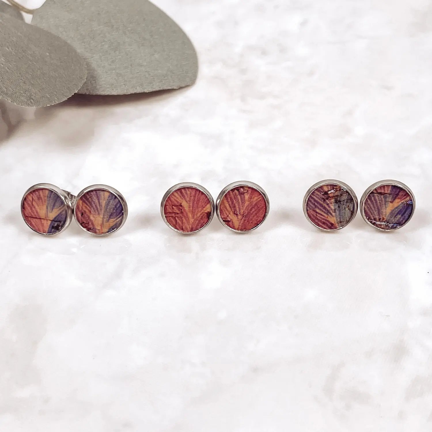Braided Pastel 10mm Cork Stud Earrings Creek + Elm
