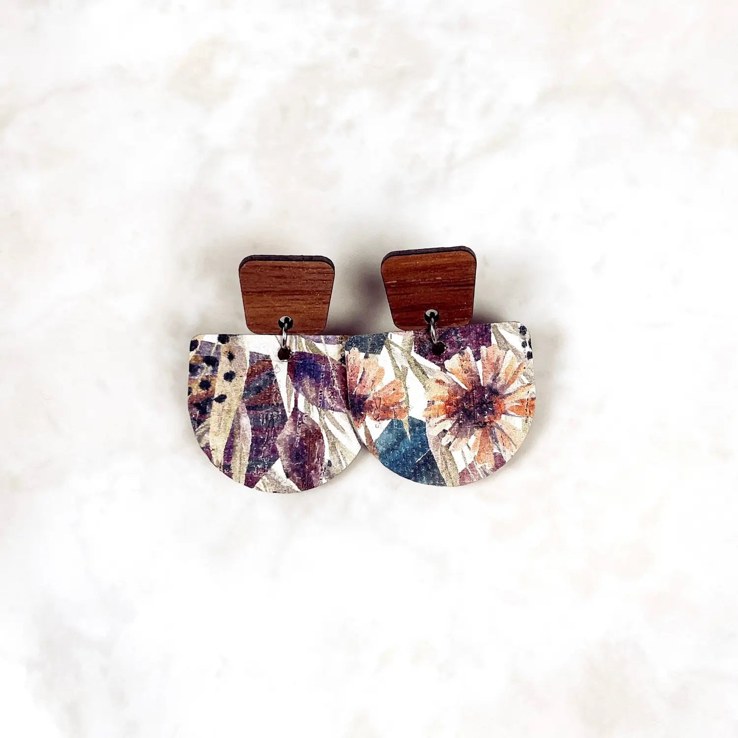 Charlie Walnut Wood and Cork Earrings Creek + Elm