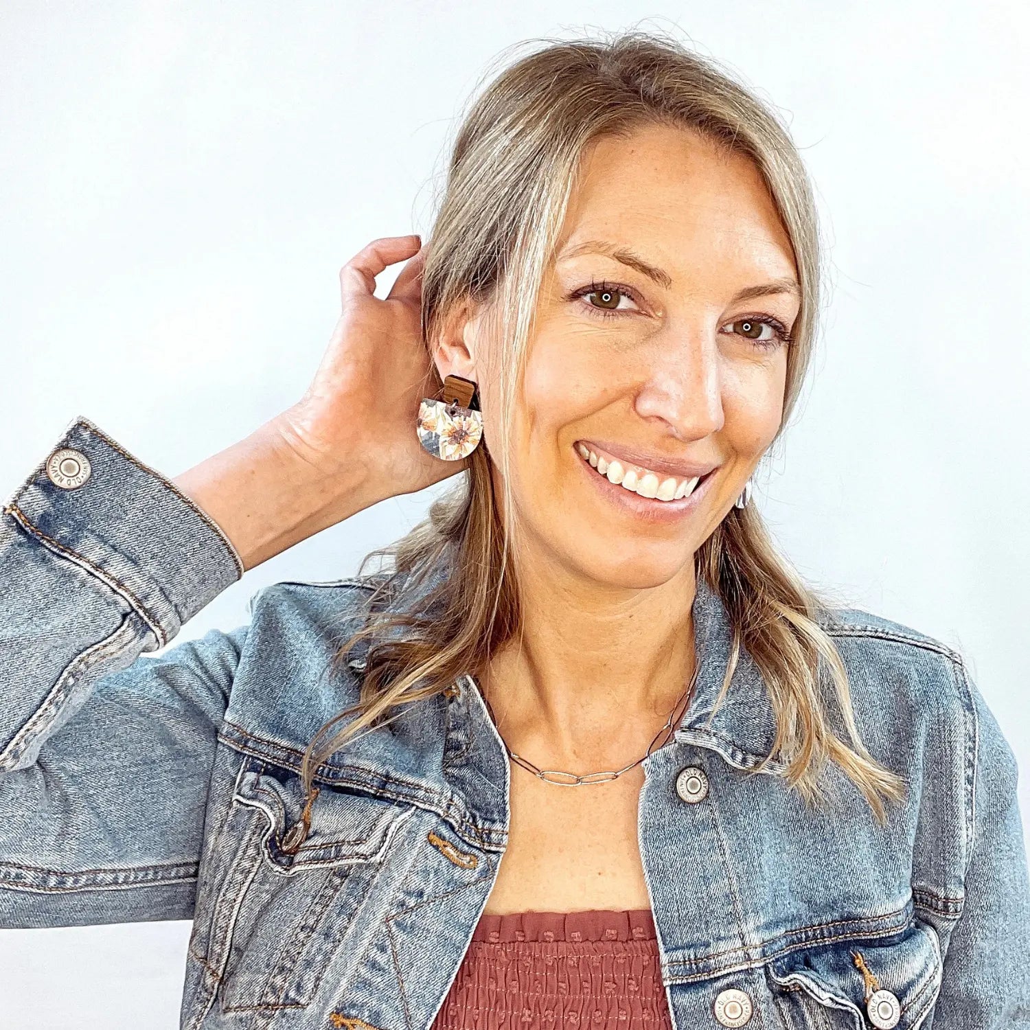Charlie Walnut Wood and Cork Earrings Creek + Elm