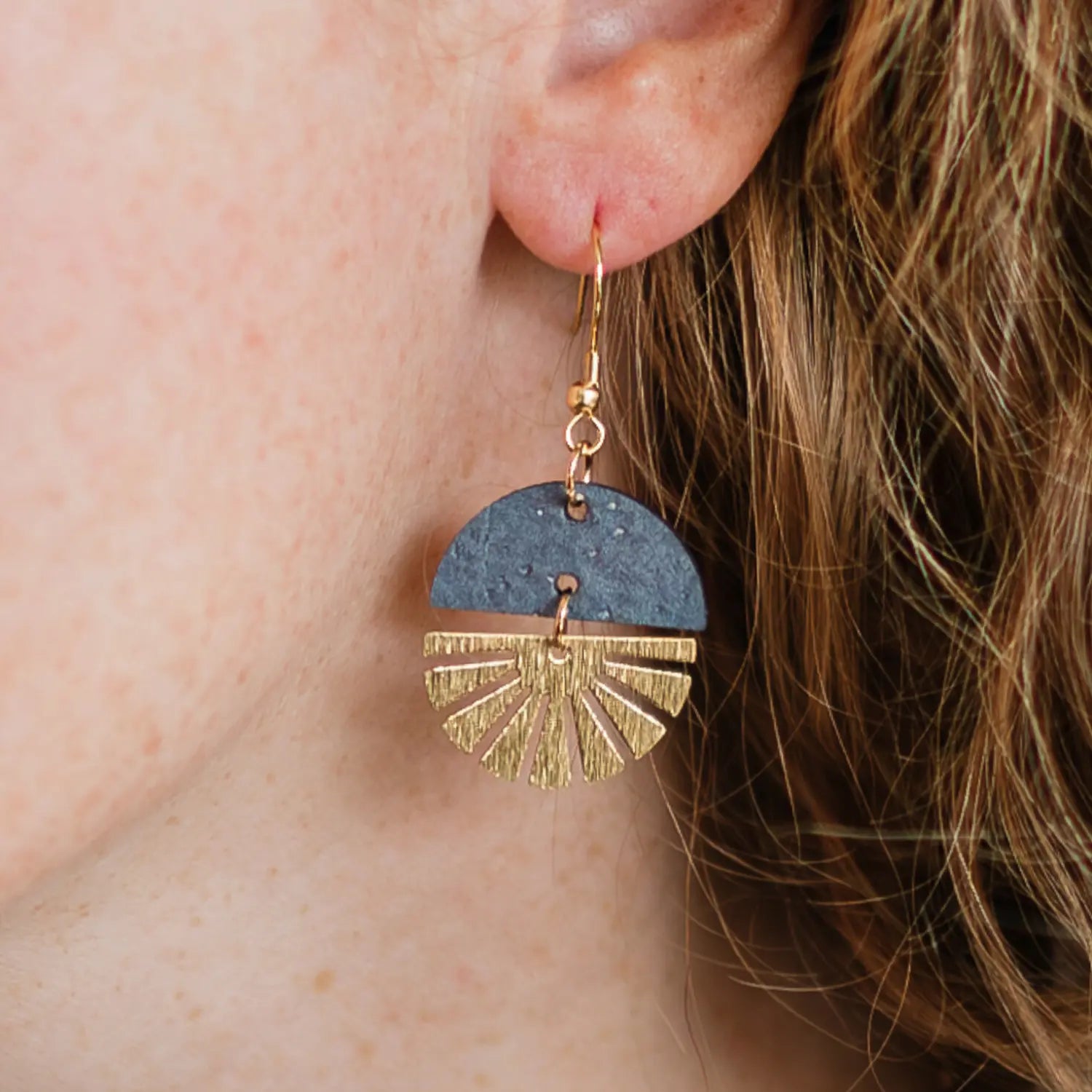 Claire Golden Sunburst Swivel Earrings Creek + Elm