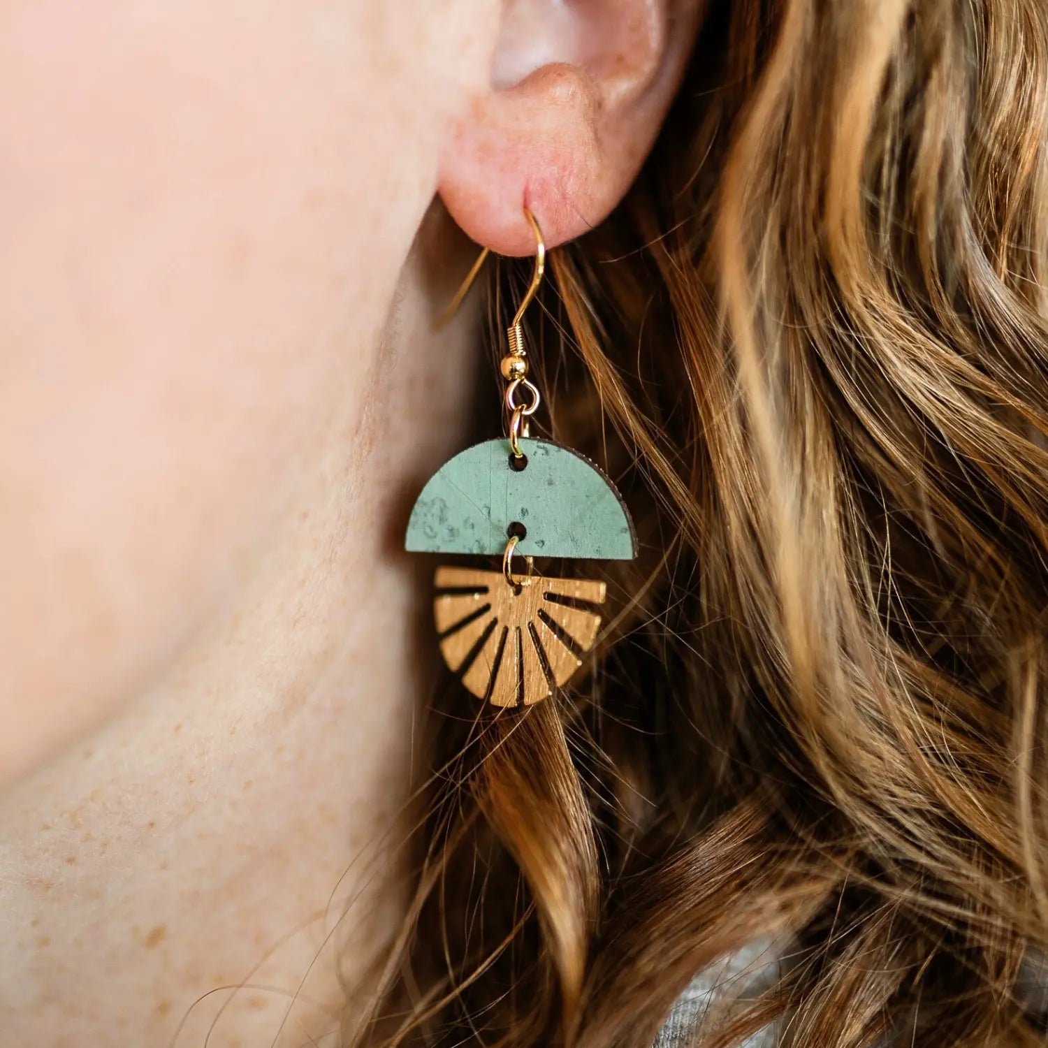 Claire Golden Sunburst Swivel Earrings Creek + Elm