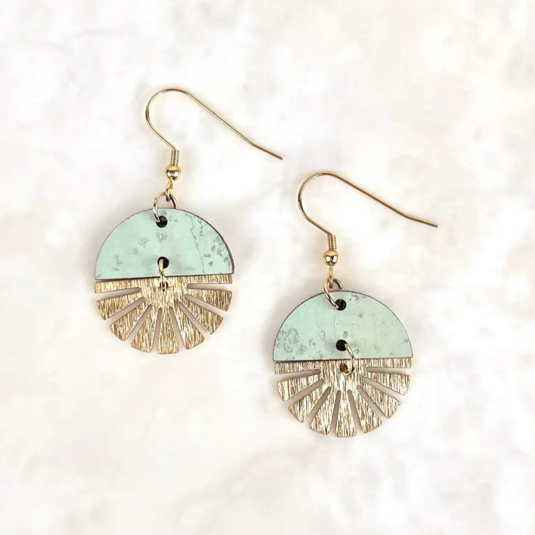 Claire Golden Sunburst Swivel Earrings Creek + Elm