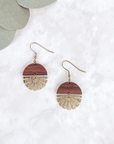 Claire Walnut Wood and Gold Accent Dangly Earrings