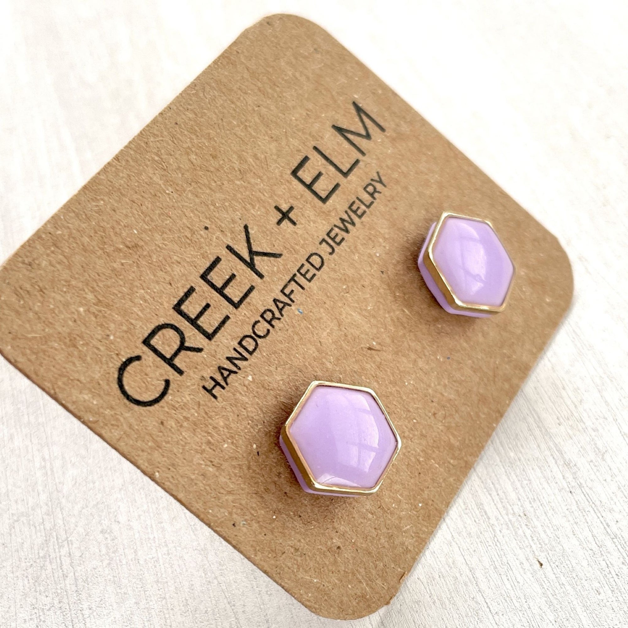 clay hexagon studs lavender angle