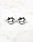 Walnut Wood Cow Stud Earrings