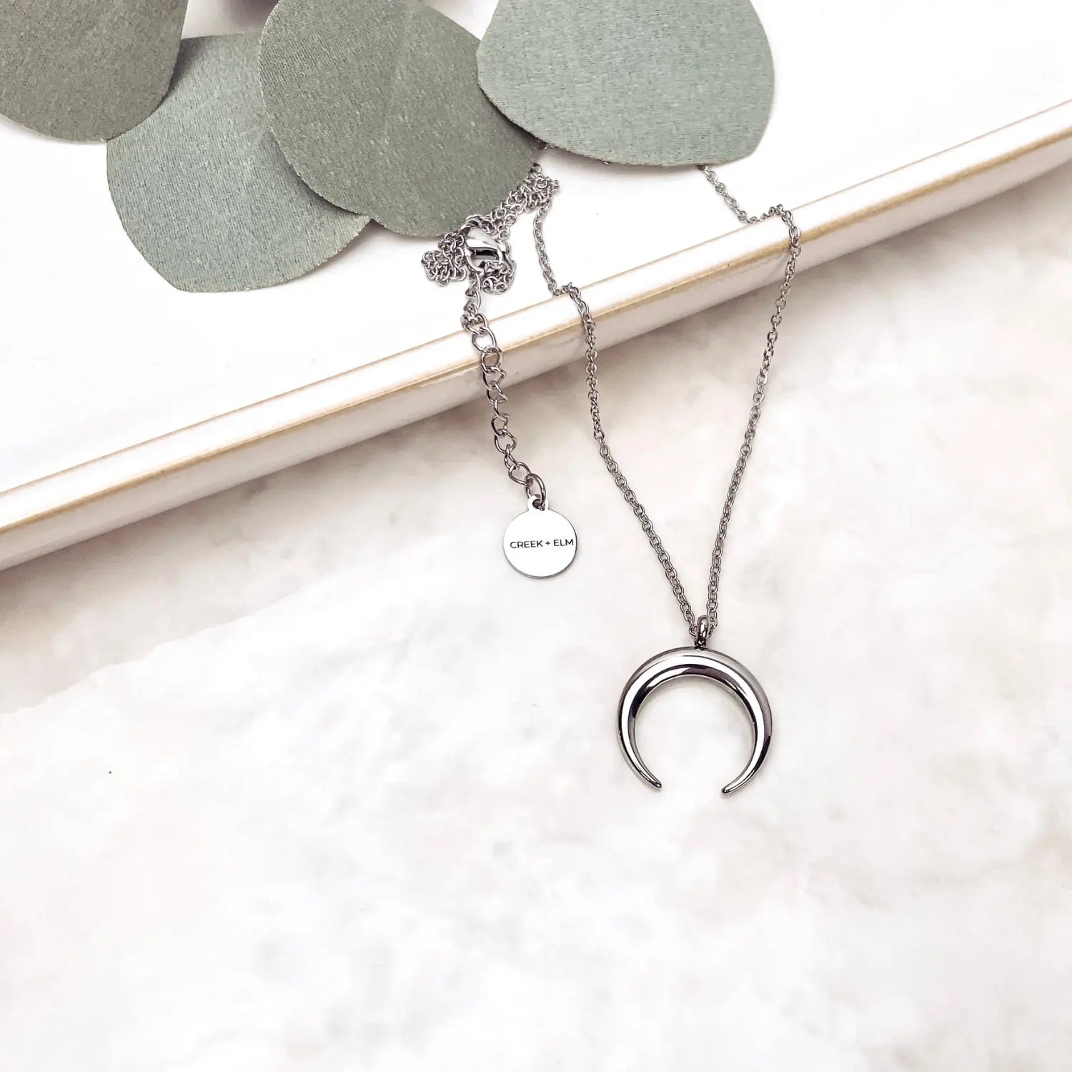 Crescent Moon Necklace- Silver Creek + Elm