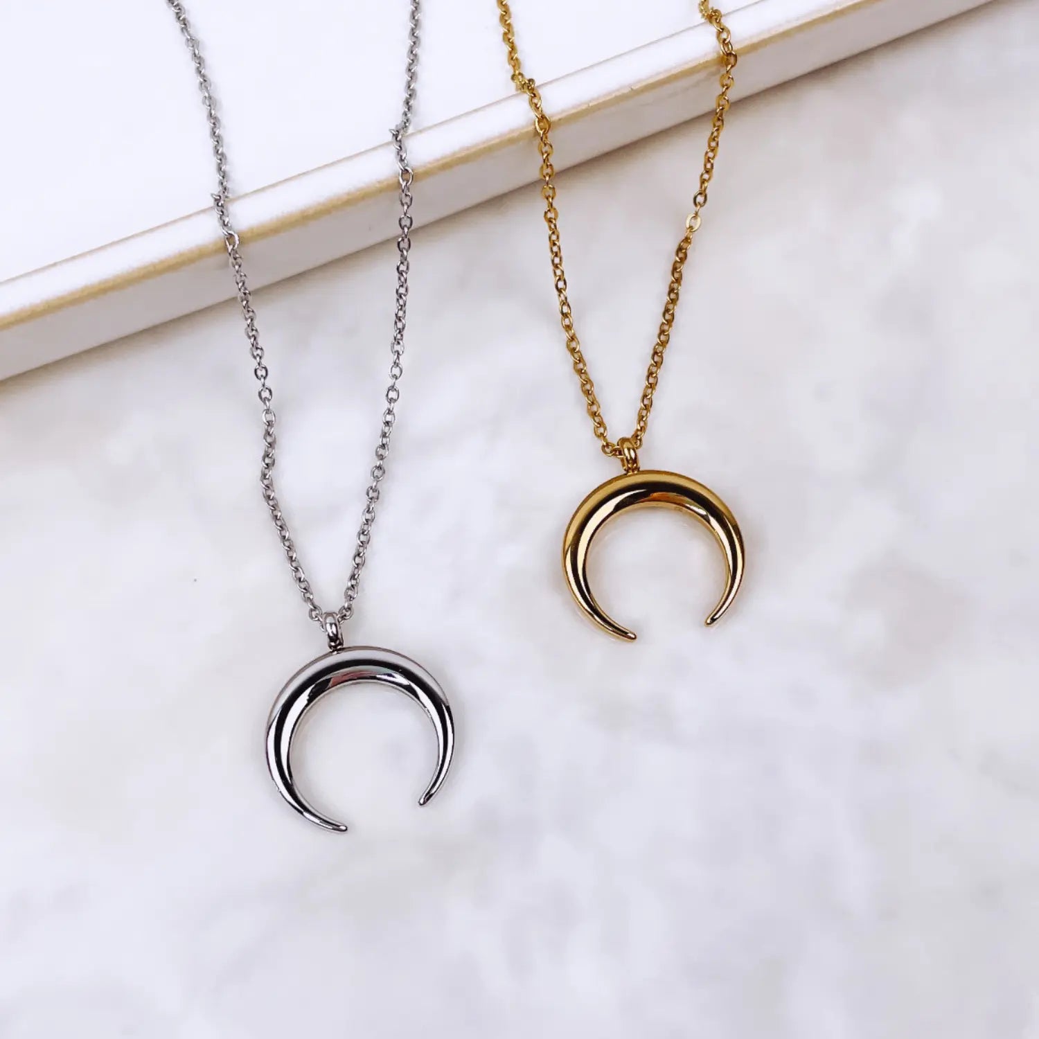 Crescent Moon Necklace- 18K Gold Creek + Elm