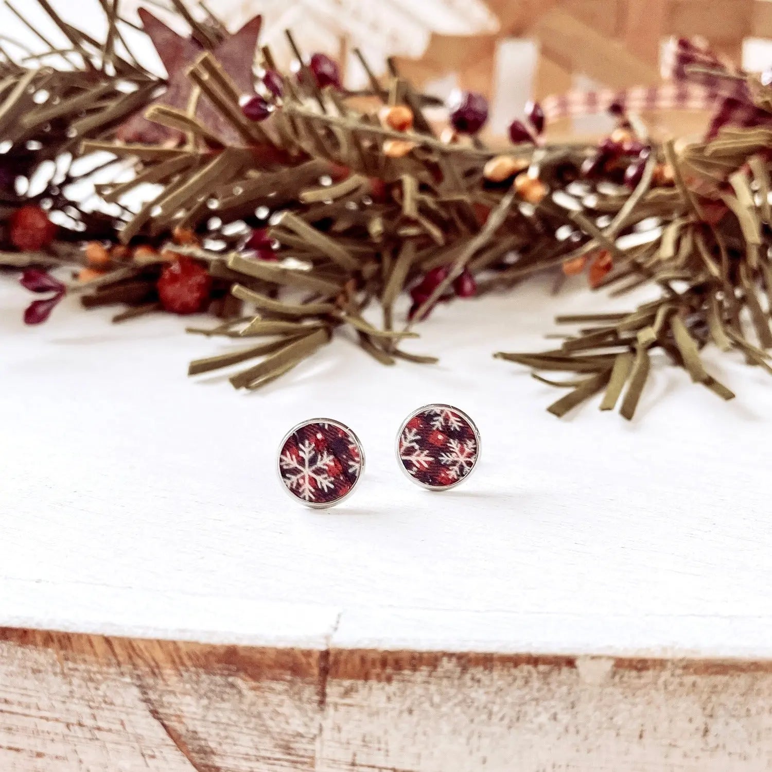 Snowflake Cork Stud Earrings Creek + Elm