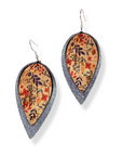 Lainey Petite Floral Cork Leaf Dangly Earrings-Pearl Gray