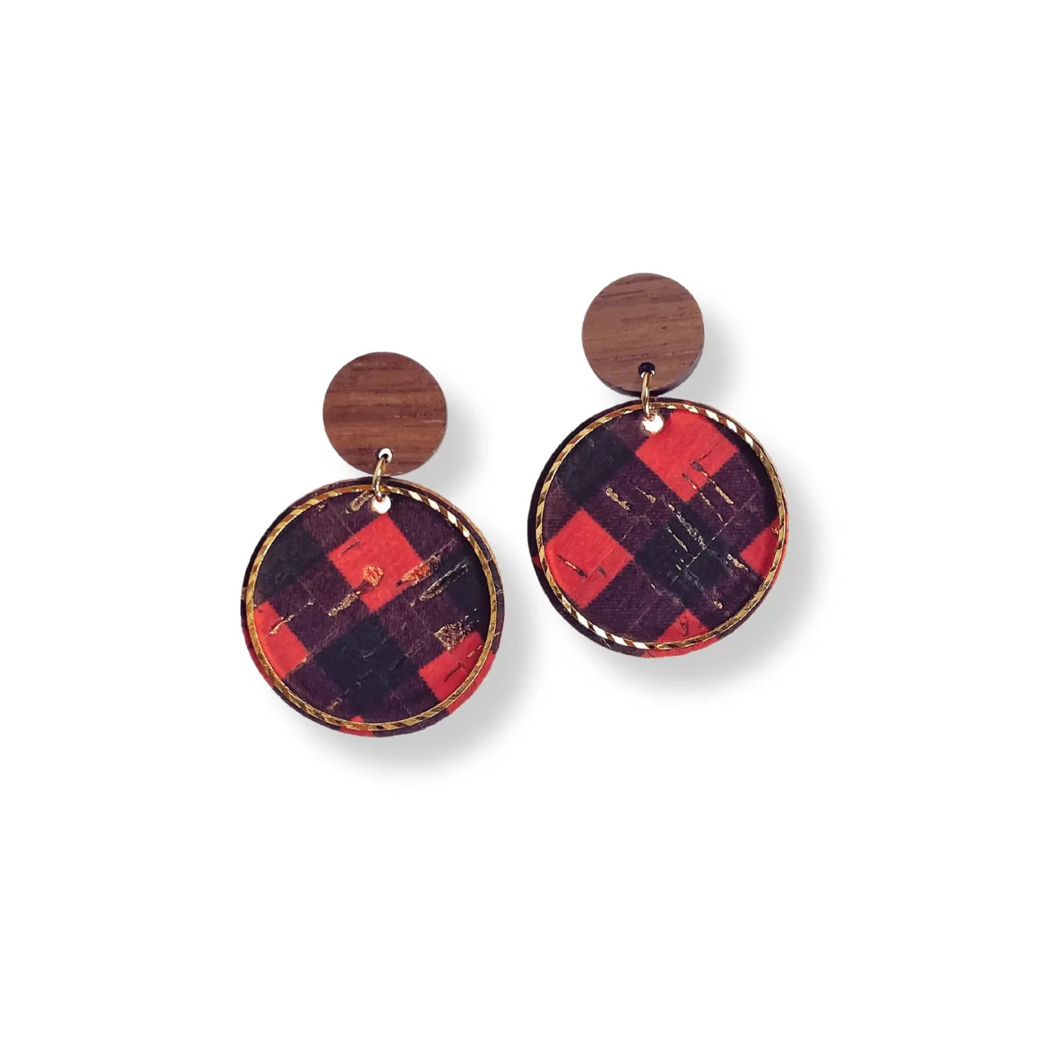 Liyra Cork and Walnut Wood Circle Earrings Creek + Elm