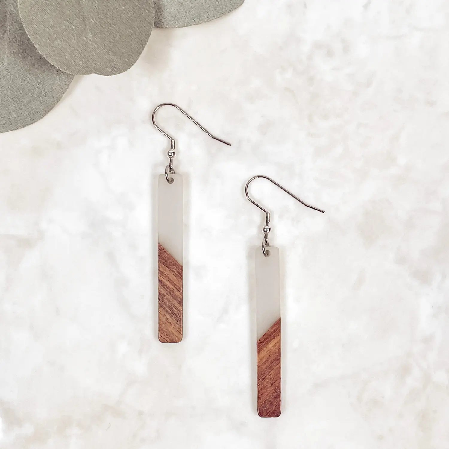 Lottie Resin + Walnut Wood Dangles Creek + Elm