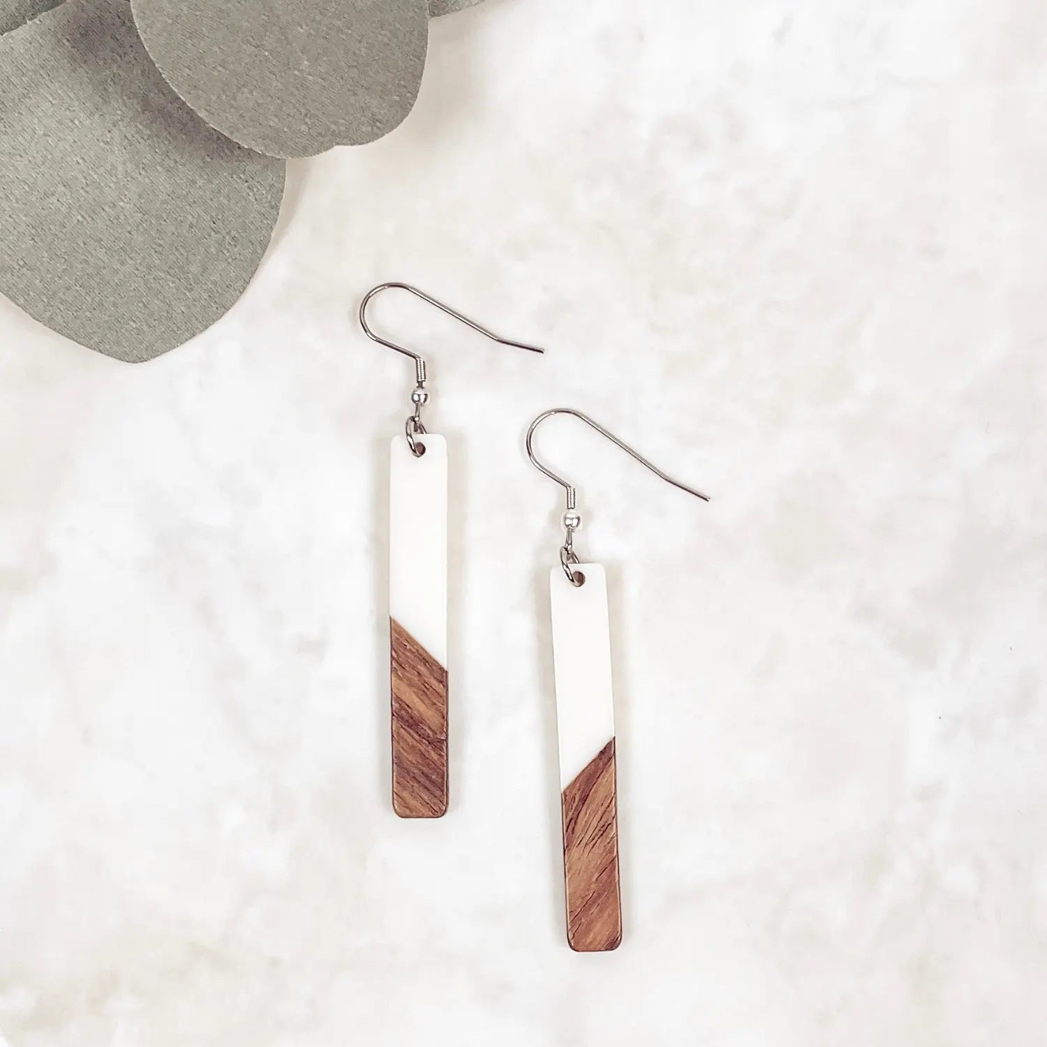 Lottie Resin + Walnut Wood Dangles Creek + Elm