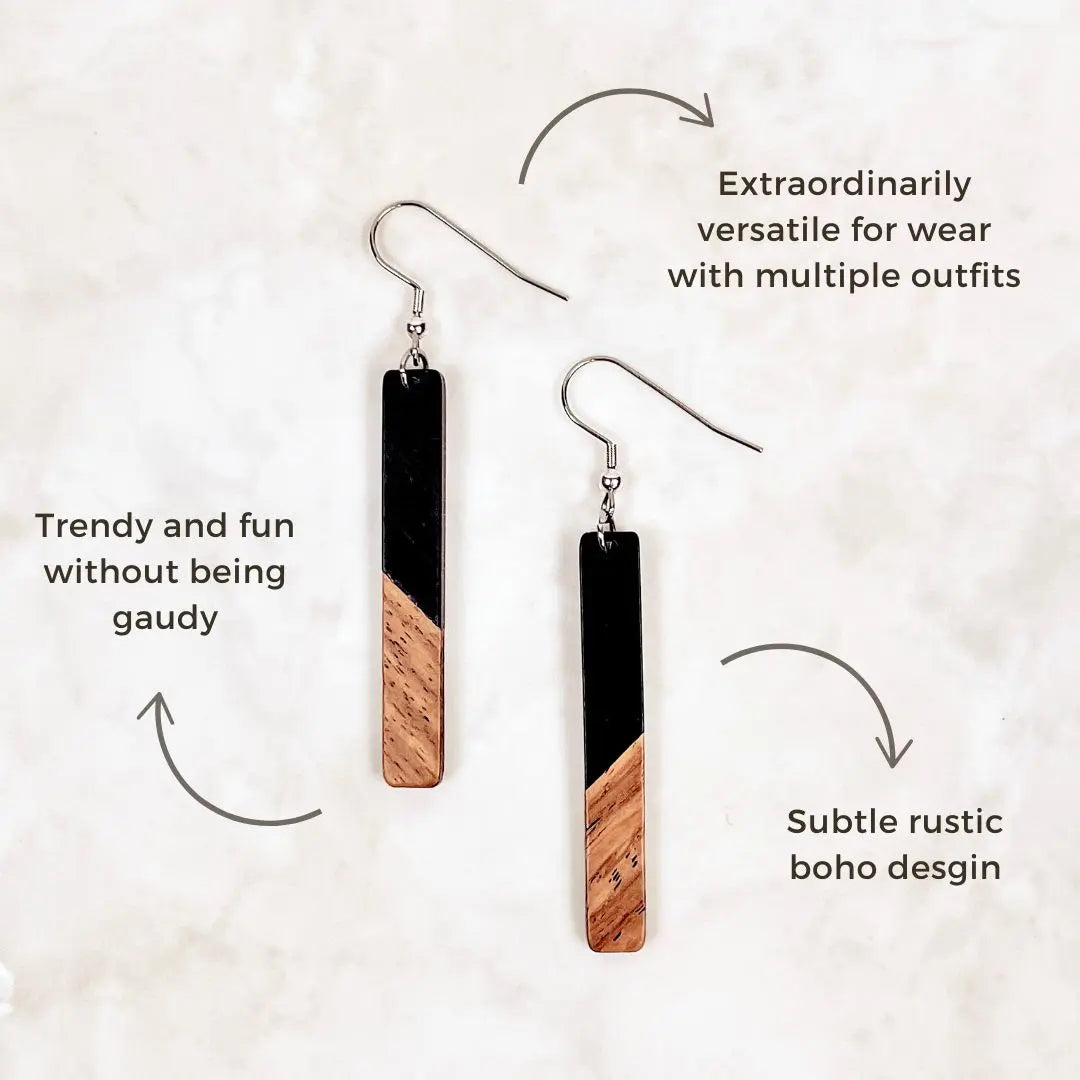 Lottie Resin + Walnut Wood Dangles Creek + Elm