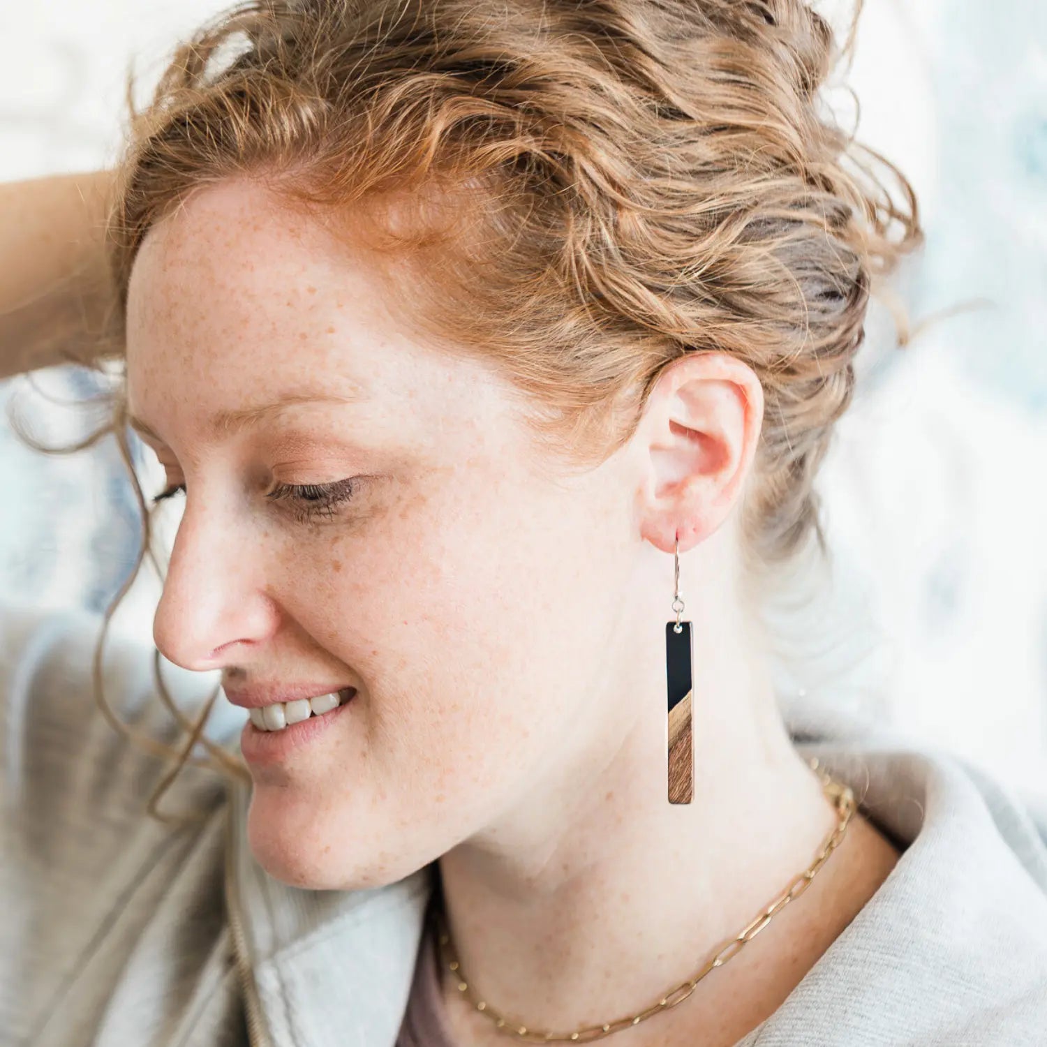 Lottie Black Resin + Walnut Wood Dangles- Save 25% Creek + Elm