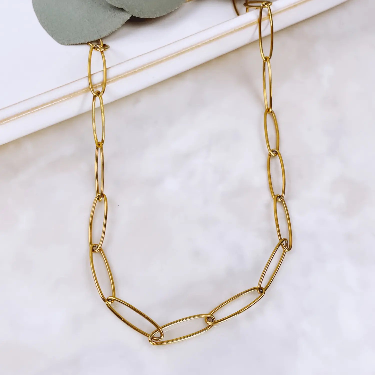 Oval Paperclip Chain Necklace- 18K Gold Creek + Elm