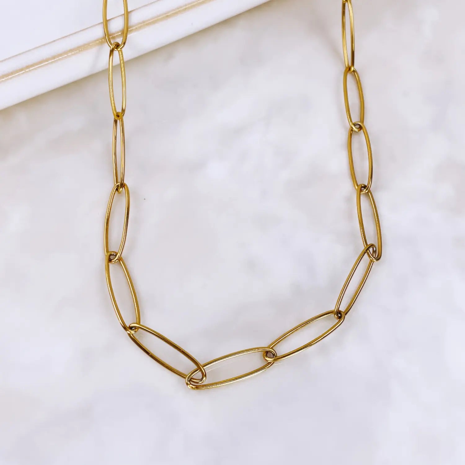 Oval Paperclip Chain Necklace- 18K Gold Creek + Elm