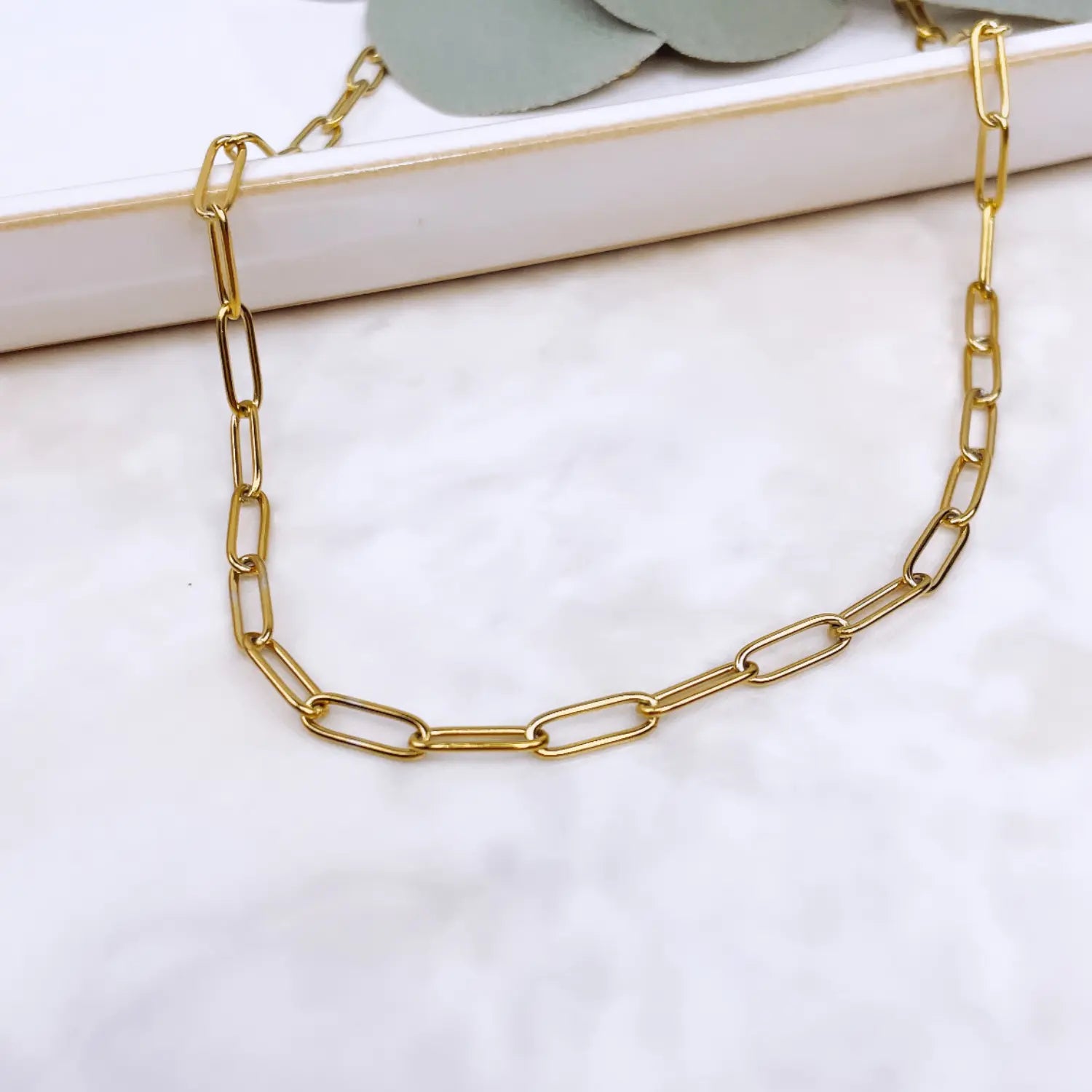 Paperclip Chain Necklace- 18K Gold Creek + Elm