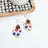 Cora Patriotic Collection Walnut Wood and Cork Earrings- Red and Blue Stars Creek + Elm