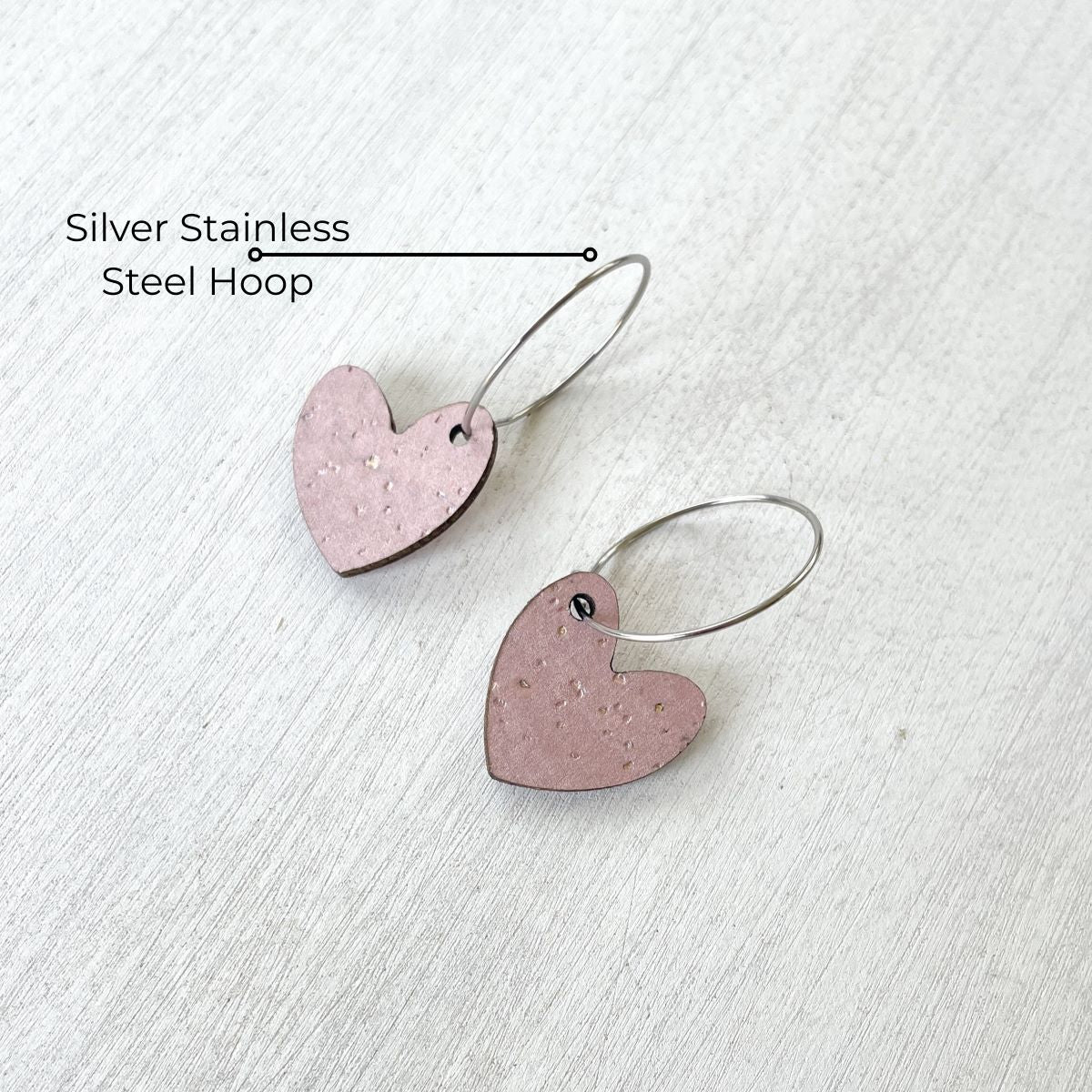 Juliet Heart Hoop Cork Earrings-Blush Pink
