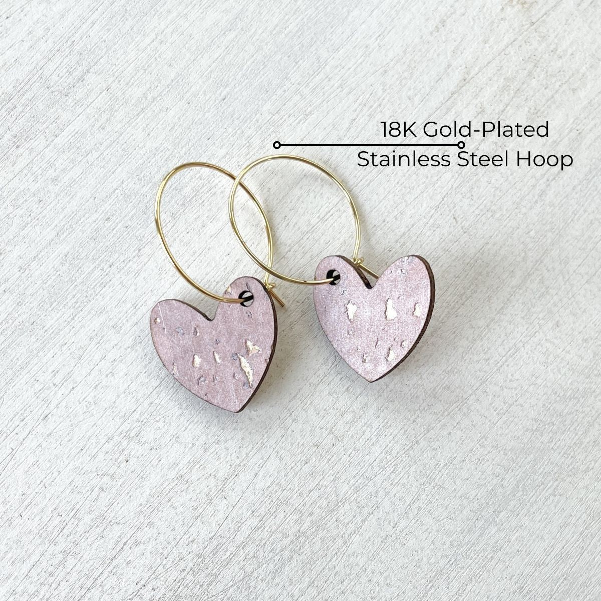 Juliet Heart Hoop Cork Earrings-Blush Pink