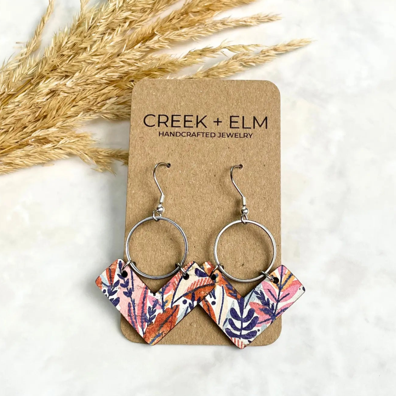 Wren Cork and Gold Accent Dangly Earrings-Autumn Leaves Creek + Elm