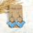 Wren Cork and Gold Accent Dangly Earrings-Blue Chevron Creek + Elm