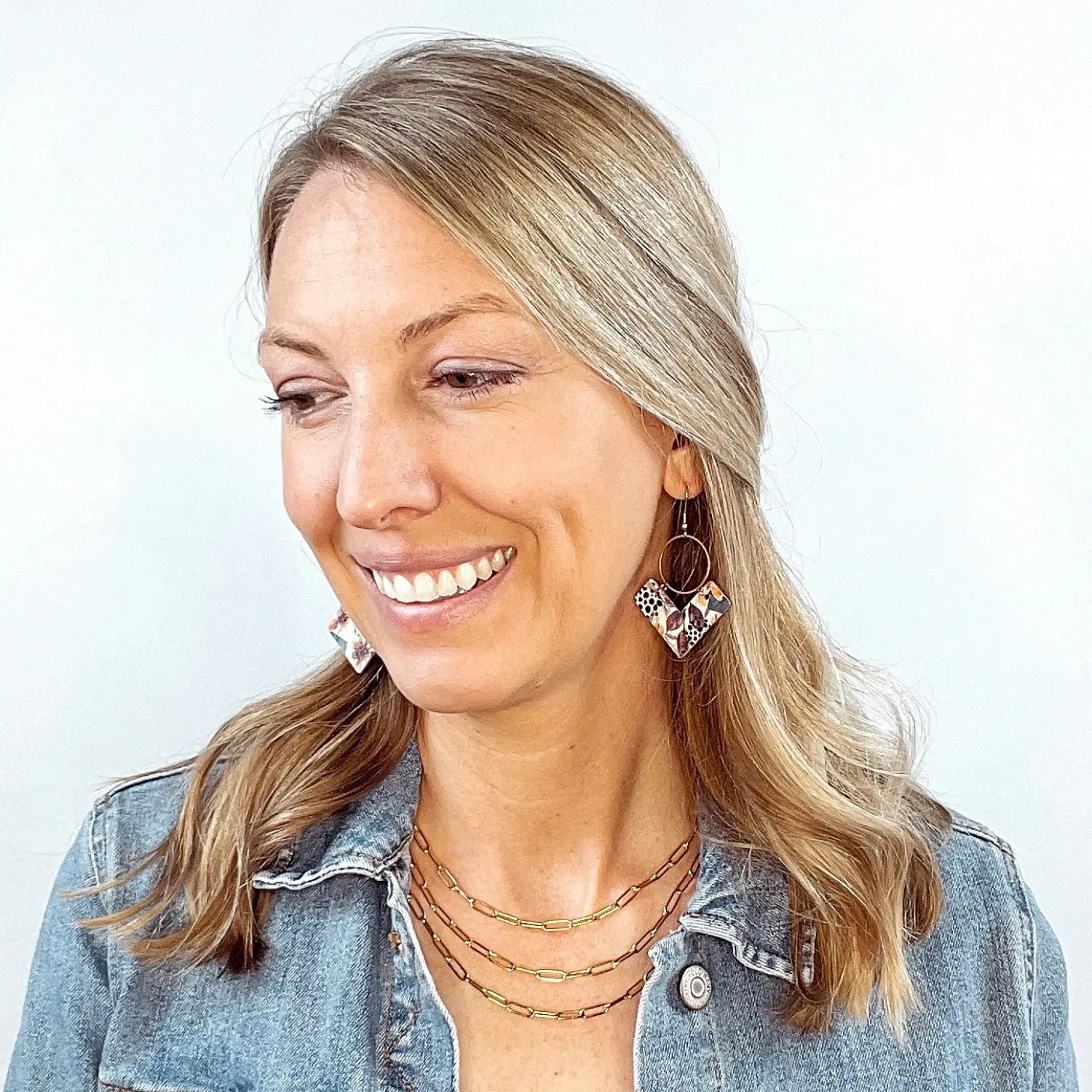 Wren Cork and Gold Accent Dangly Earrings-Autumn Floral Creek + Elm