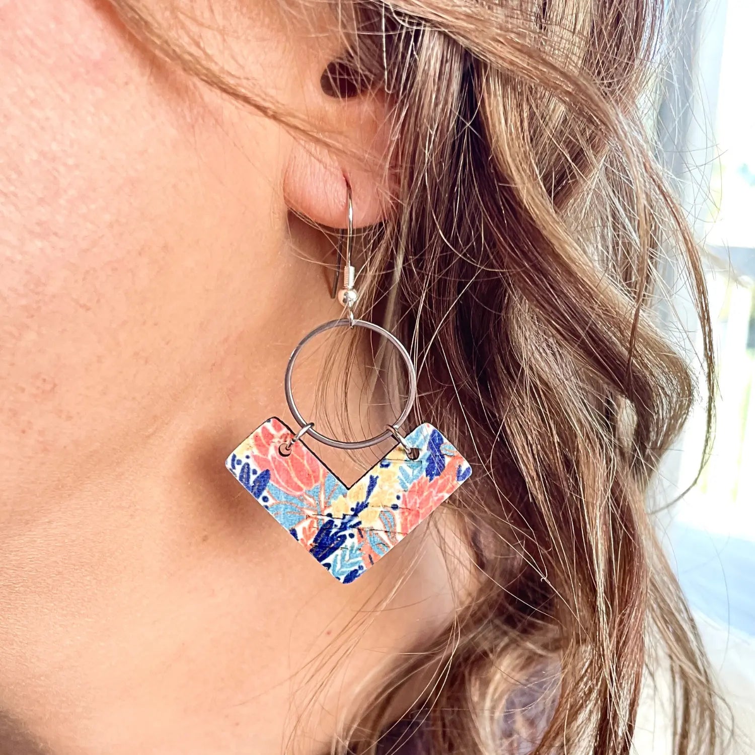 Wren Cork and Gold Accent Dangly Earrings-Autumn Meadows Creek + Elm