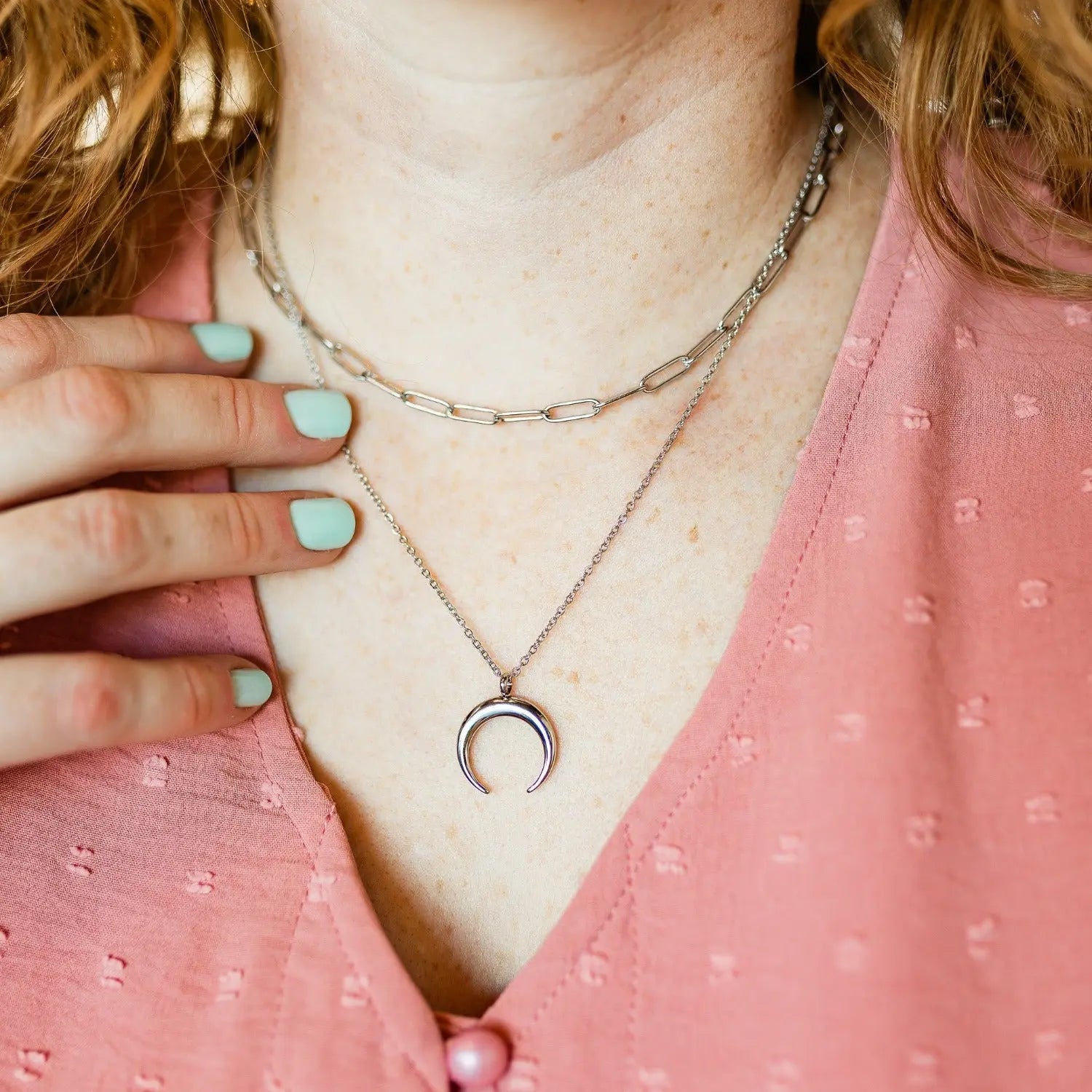 Crescent Moon Necklace- Silver Creek + Elm