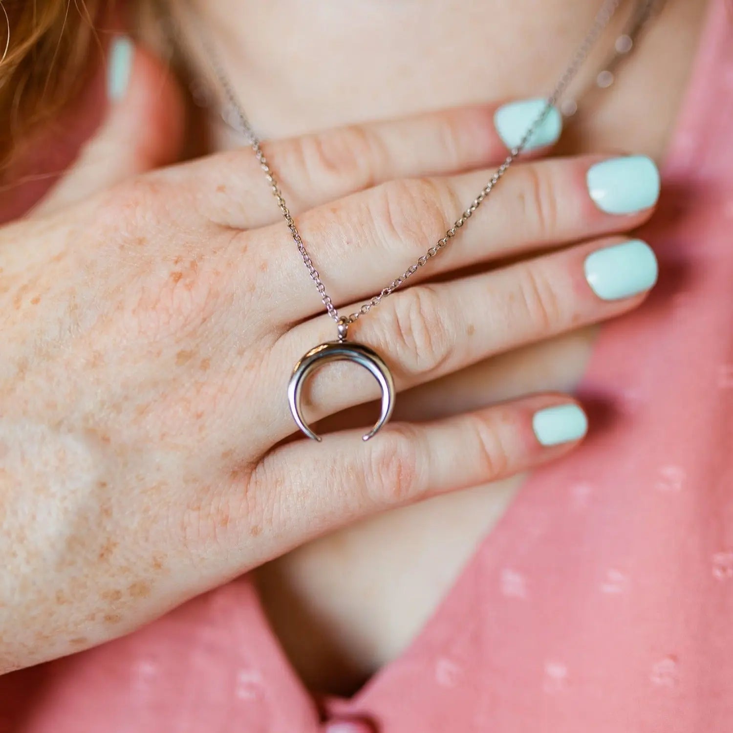 Crescent Moon Necklace- Silver Creek + Elm