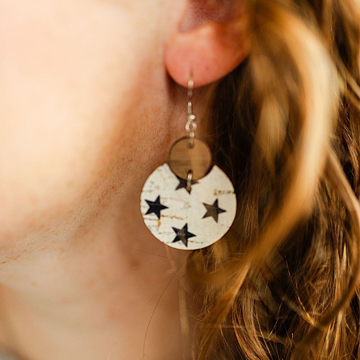 Cora Blue Stars Cork & Walnut Earrings – Creek + Elm