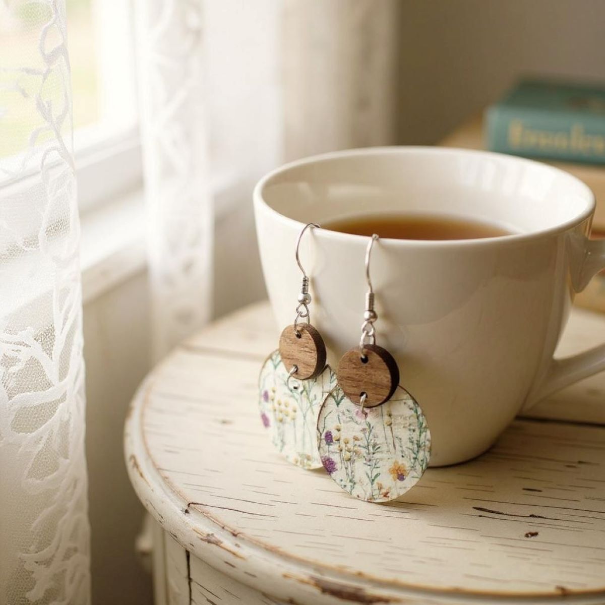 Cora Walnut Wood + Cork Earrings- Wildflower
