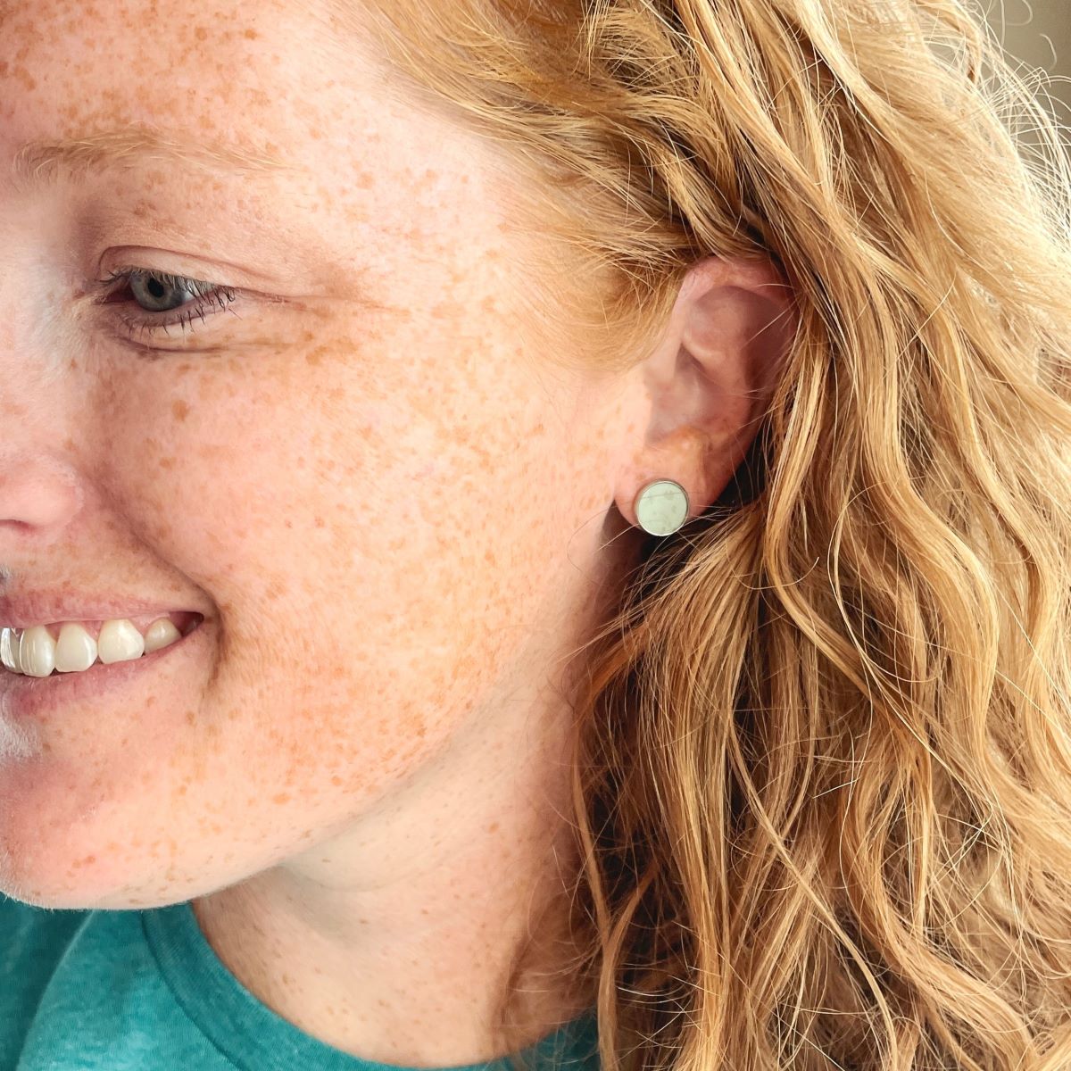 Dottie Cork Stud Earrings- Seafoam Green