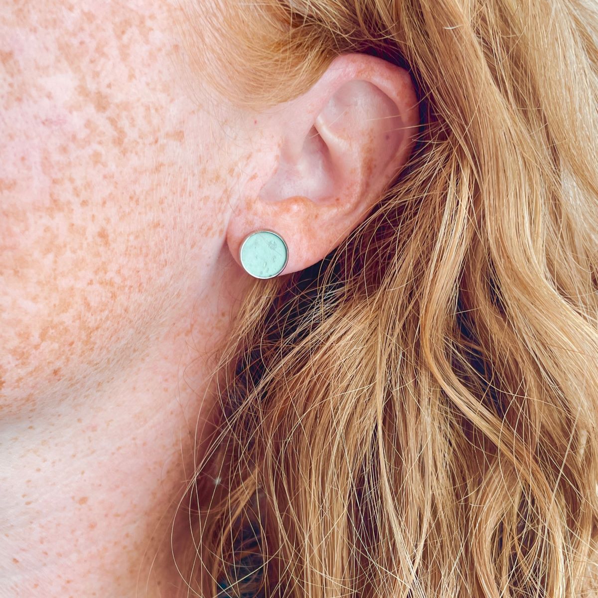 Dottie Cork Stud Earrings- Seafoam Green