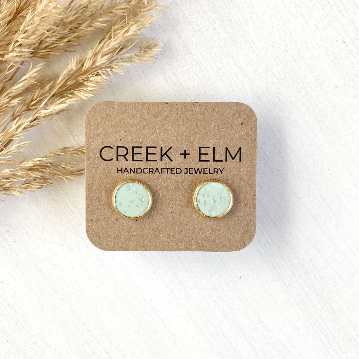 Dottie Cork Stud Earrings- Seafoam Green