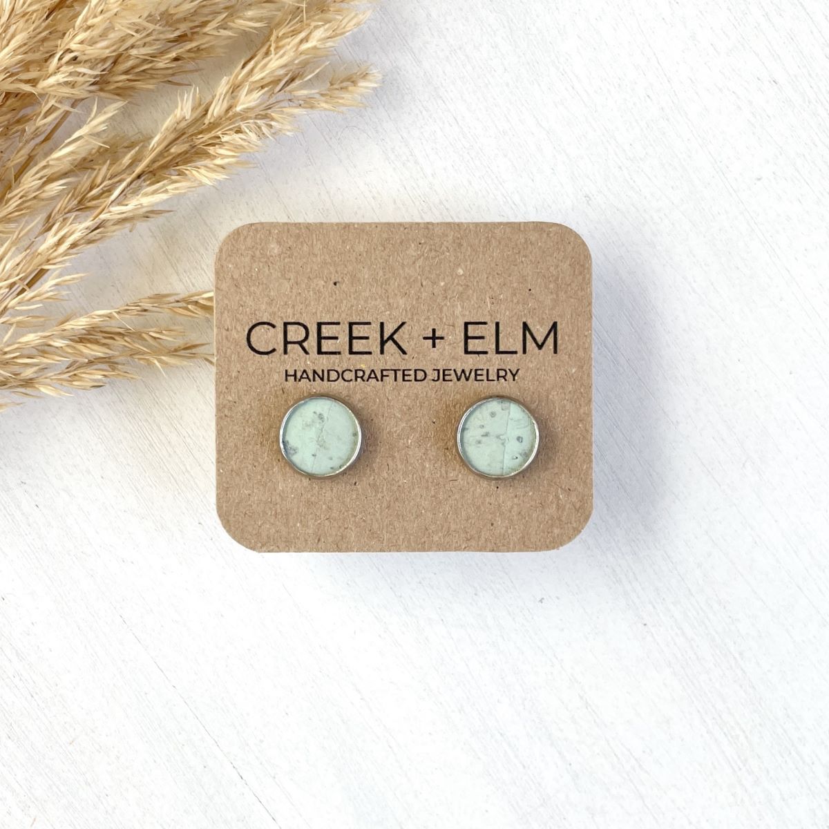 Dottie Cork Stud Earrings- Seafoam Green