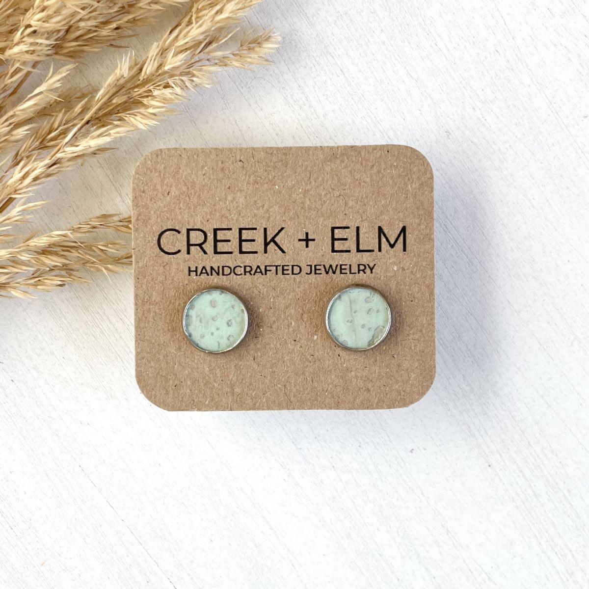 Dottie Cork Stud Earrings- Seafoam Green