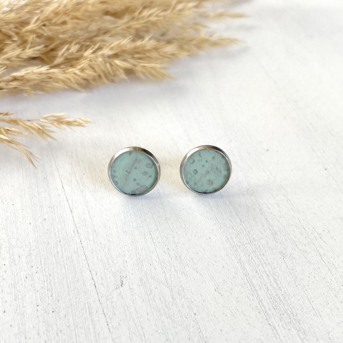 Dottie Cork Stud Earrings- Seafoam Green