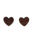Walnut Wood Heart Stud Earrings